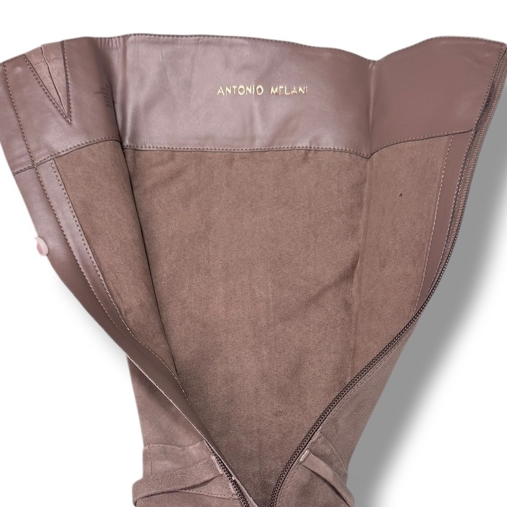 Antonio Melani Taupe Suede Knee High Boots with Gold Buckle Accent Size 6M - Picture 14 of 16